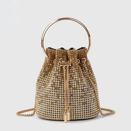Evening Bags Diamond Bucket Bag for Women 2023 s Bling Shoulder fashionTote Handbag Luxury Design Purse Crossbody 231108