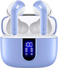 Bluetooth Headphones True Wireless Earbuds 60H Playback LED Power Display with Wireless Charging Case IPX5 Waterproof In Ear Earbuds 38VN4