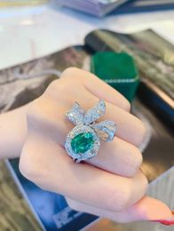 Bowknot Emerald Diamond Ring 925 Sterling silver Engagement Wedding Band Rings for Women Bridal Promise Party Jewellery Gift