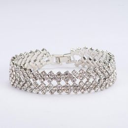 Bangle Factory Delicate Pave Rhinestone Crystal Glass Fold-over Clasp Line Strand Hollowed Out Charm Bracelets