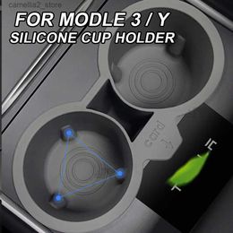 Car Organizer Silicone Cup Holder Organizer For Tesla Model 3 Model Y 2021 2022 Center Armrest Hidden Box Cup Storage Car Box Accessories Q231109