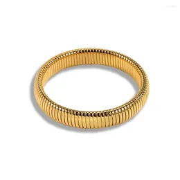 Link Bracelets Gold Silver Color Stripes Bracelet For Women Stainless Steel Charm Gift