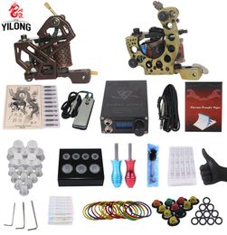 YILONG Professional Complete Tattoo Kit 2 Top Machine Gun 50 mix ink cup 10 Needle Power Supply 300024612 T2006098834516