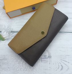 Fashion designer wallets luxury envelope purses mens womens wallet high-quality brown flower letter long credit card holders slim money clutch bags with box