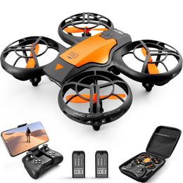 V8C Drone avec caméra HD 720p pour les adultes et les enfants FPV Video en temps réel, 2 batteries modulaires et sac de rangement, orange