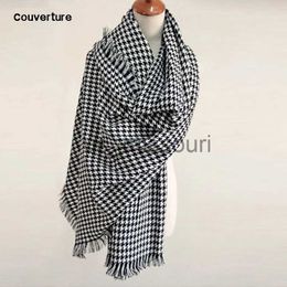Scarves Brand Blanket Scarf for Women plaid Black and White Houndstooth Cashmere Warm Thick Long Pashmina Women Shawls and Scarves J231109