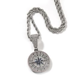Hip Hop Retro Vintage Compass Goat Pendant Necklace Full 5A Zircon 18k Real Gold Plated Cool Men Jewellery
