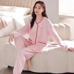 Women's Sleepwear Air Cotton Pyjamas Women In Spring Autumn Thickened Pure Long Sleeved Winter All Thin Jacket Home Clothing