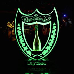 Custom Rechargeable Glowing Shield Glorifier Display VIP Service Dom Perignon Champagne Bottle Presenter for Night Club Bar Party Lounge