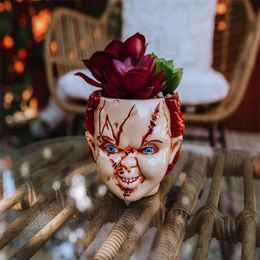 Vases Human Face Vase Portrait Pot Plant Horror Movie Clown Desktop Ornaments Decorative Resin Flower Pots Home Decor Garden Decor 231109