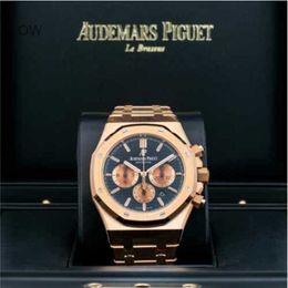Audemar Pigue Royal Large Dial Oak Watch Mens Quartz Movement Wristwatch Piglet Royal Oak Chrono Rose Gold 41mm Blue Dial 26331oroo1220or01 Wn-785m