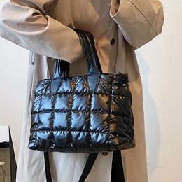 Evening Bag Puffy Top Handle Large Capacity Quilted Shiny Crossbody Soft Lightweight Metallic Colour Girls Leisure Winter 231108