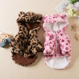 Dog Apparel Winter Pet Dog Clothing Warm Wool Dog Hoodie Leopard Print Dog Coat Jacket French Bulldog Clothing 231109