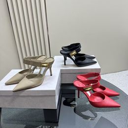 Остроконечные женские формальные туфли из натуральной кожи, модные и сексуальные, с металлической пряжкой и металлической пряжкой, ботинки на высоком каблуке, для вечеринок, свадебных платьев, в соответствующей коробке 35-40