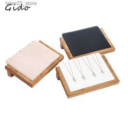 Jewelry Boxes 1PC Bamboo Pendant Display Stand Holder Women Jewelry Display Necklace Rack Holder Storage Case 21*15.5cm Q231109