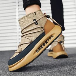 Boots Keep Warm Snow for Men Winte Plus Velvet Platform Cotton Shoes Outdoor Male Antislip Casual Ankle 231108