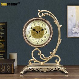 Table Clocks Desk & Pure Copper Clock European Retro Ornaments Living Room Luxury Creative Mute Brass Craft Europe