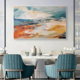 Large Abstract Blue Ocean Oil Painting on Canvas, Hand Painted Living Room Wall Art, Modern Landscape Painting Copy for Bedroom