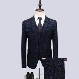 Men's Suits (Jacket Vest Pants ) 2023 Male Host Performance Dress Club Business Casual Wedding 3 Pieces Set Blazers Super Size S-6XL