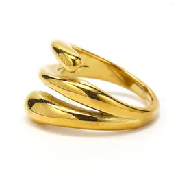 Wedding Rings Bohemian Three Layers Promise Charm Gold Color Stainless Steel Jewelry For Men Women Accessories Bulk Items Wholesale Lots