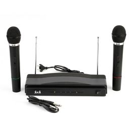 Freeshipping 75KHz Microphone System Professional Wireless Dual Handheld 2 x Mic Receiver Pop/ Shock Noise Protection Compression Irxtd