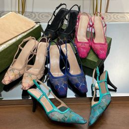 Yeni Topuk Elbise Ayakkabı Tasarımcısı Sandal Cowhide Seksi Çok Yönlü Kristal Rhinestone Slingbacks 7.5cm yüksekliğinde topuk sandalet 35-42 topuk kadın tasarımcılar ayakkabı ayakkabı