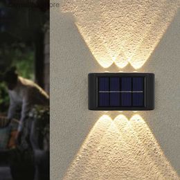 Solar Wall Lights Solar Wall Light Outdoor LED Wall Light Warm White Up and Down Solar Lamps Waterproof for Garden Patio Garage Driveway Pathway Q231109