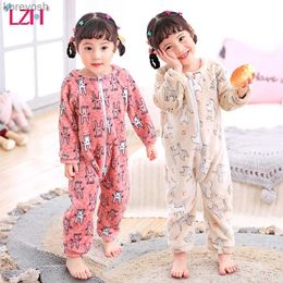 Pajamas LZH New 2021 Autumn Kids Blanket Sleepers For Girls Pajamas Sleepwear Boys Flannel Sleeping Bag Children Costume 1 2 3 4 YearL231109