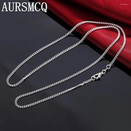 Chains AURSMCQ 40-75cm Wholesale 925 Sterling Silver Necklace 2MM String Chain Wedding For Women Men High Quality Jewelrys Gifts