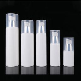 100pcs Vacuum Bottle 15ml/30ml/50/80/100ml white Airless Container Pump Cosmetic Lotion Cream Toiletries refillable bottle F2601