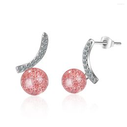 Stud Earrings Ear Studs Strawberry Crystal Inlaid Zircon Korean Fashion Jewelry For Women Simple Light Luxury Wedding Gifts