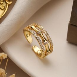 Wedding Rings Mafisar Unique Open Design Finger Adjustable 2023 Fashion Gold Color CZ Zircon Female Party Jewelry Accessories