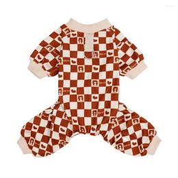 Dog Apparel Bear Pattern Pet Jumpsuit Adorable Jumpsuits Soft Comfort For Outdoor Walks With Checkerboard Traction Dogs