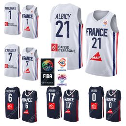 Scheda nazionale francese Eurobasket Basketball Jersey 17 Vincent Poirier 7 Guerschon Yabusele 4 Thomas Heurtel 10 Evan Fournier Rudy Gobert
