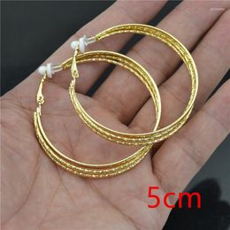 Backs Earrings Clip On The Ear For Women Non Pierced Big Circle Silver Gold Plating Rings Fashion Jewellery Girl Ladies Hoop Earings