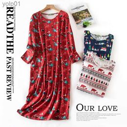 Women's Sleepwear Plus Size lti Colours Women Printing Nightdress for Spring and Autumn Long Sle Ladies Cute Sleepwear Long Style NightgownL231109