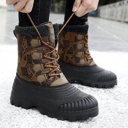 Boots Winter Snow Boots Mid-calf Duck Boots for Men Warm Outdoor Waterproof Hunting Boots Working Boots Mens Camouflage Outdoor Shoes 231108