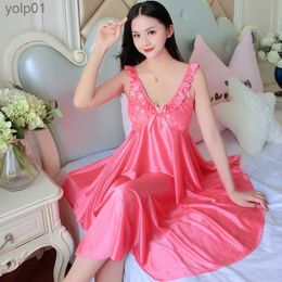 Women's Sleepwear Women Sleepwear Bridesmaid Wedding Sleepdress Gown Lace Sexy Nightwear Bathrobe Night Dress Casual Nightgown Sleepwear Plus SizeL231109