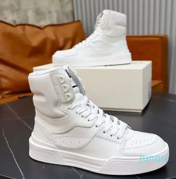 Mens Top Calfskin nappa New Roma mid top sneakers leather made upper