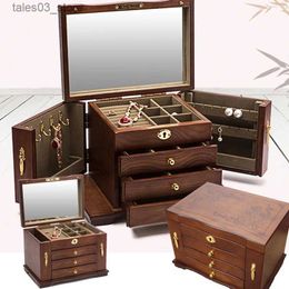 Jewellery Boxes 4 Layer Luxury Large Wooden Jewellery Box Storage Display Earring Ring Necklace Gift Case Organiser Packaging Casket Q231109