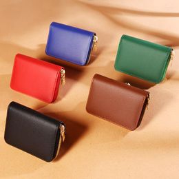 Wallets Women PU Solid Color 9-Card Position Organ ID Card Storage Bags Wallet Portable Zipper Zero Short Bag Unisex