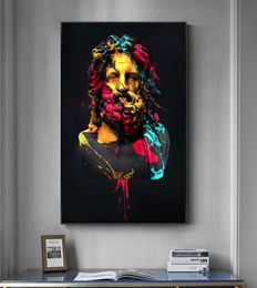 Greek Mythology Watercolour Zeus Sculpture Oil Painting On Canvas Wall Art Poster And Prints Picture For Living Room Decoration1466898