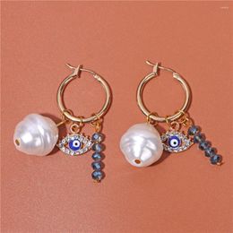 Orecchini a bottone Cristalli blu naturali di alta qualità Perline Perle bianche irregolari Perline Fascino dell'occhio del diavolo per le donne
