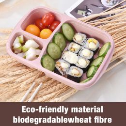 Microwave Lunch Box Wheat Straw Dinnerware Food Container Children Kids School Office Portable Bento Box Lunch Bag