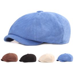 Berets Vintage Artist Painter Beret Hat Autumn Winter Women Solid Sboy Cap Men Retro Octagonal Flat CapBerets