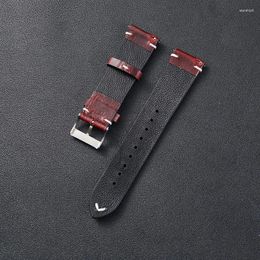 Watch Bands Retro Red Brown Leather Band Quick Release Calfskin Strap Bracelet 18mm 20mm 22mm Accessories Hand Made