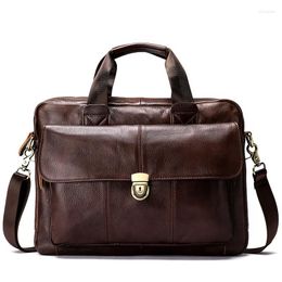 Briefcases Luufan Men's Shoulder Bag Laptop Fashion Briefcase Handbags Crossbody For Men Messenger Genuine Leather