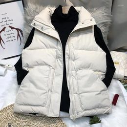 Women's Vests Female Sleeveless Winter Jacket Women Midi Coats Down Vest Keep Warm Elegant Hooded Street Stand Collar Cotton Overcoat G658