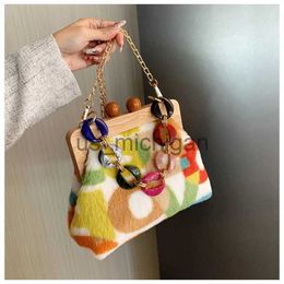 Evening Bags Fashion Chain Handbag Wood Frame Velvet Women's Bag Letter Printing One Shoulder Crossbody Bag Designer Cosmetic Bag Wallet J231109