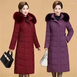 Women's Trench Coats 6XL Parka Middle-Aged Elderly Cotton-Padded Clothes Thicker Longer Mid-Length Over-The-Knee Loose Mother Winter Coat